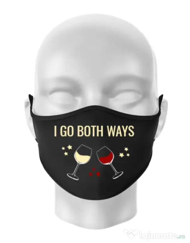 Masca personalizata reutilizabila I go both ways Negru