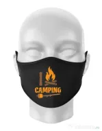 Masca personalizata reutilizabila I love Camping Negru
