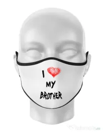 Masca personalizata reutilizabila I love my brother Alb