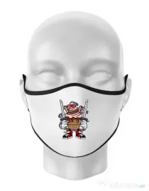 Masca personalizata reutilizabila Ice Cream Ninja Alb