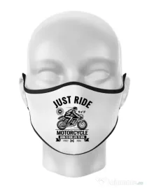 Masca personalizata reutilizabila Just ride Alb
