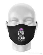 Masca personalizata reutilizabila Love and yoga Negru