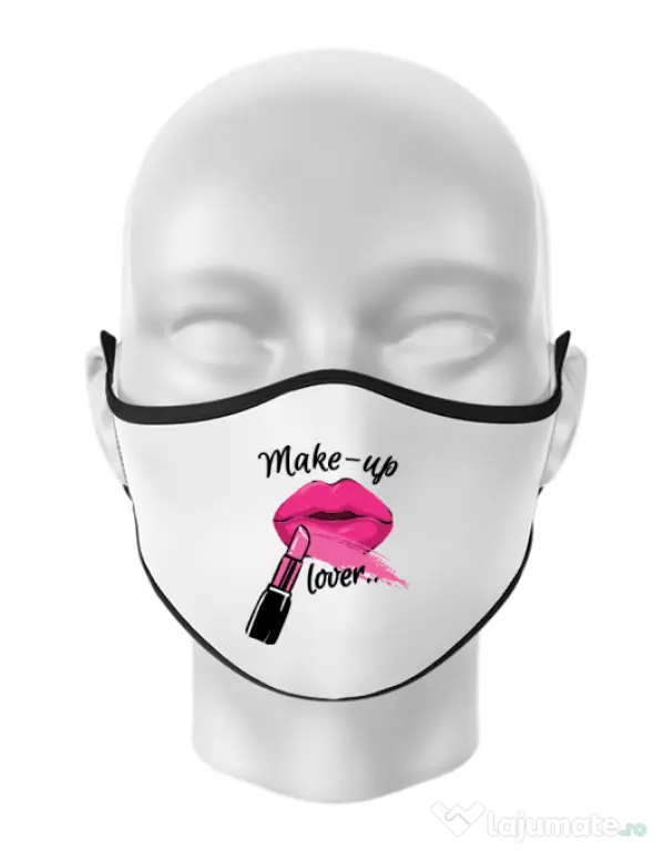 Masca personalizata reutilizabila Make up lover Alb