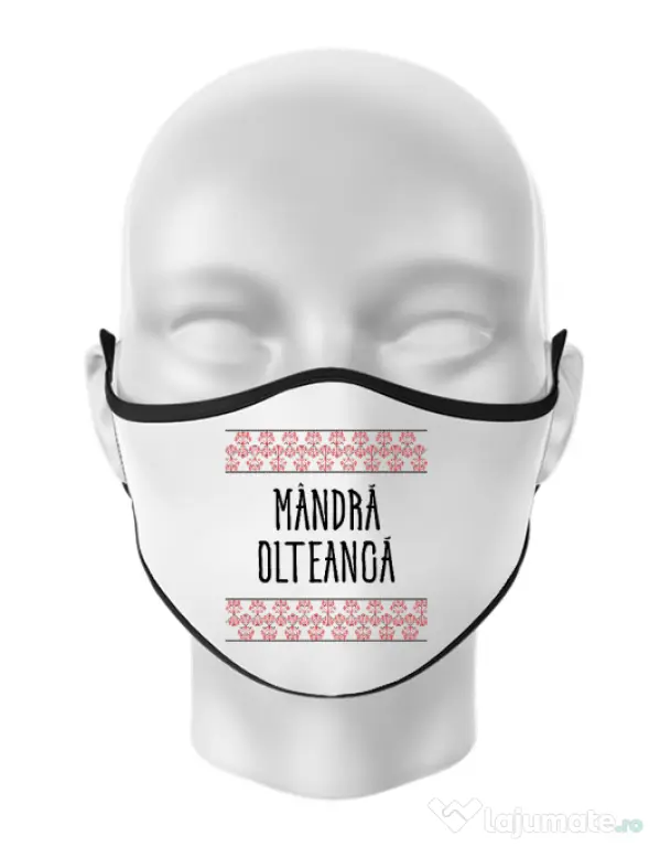 Masca personalizata reutilizabila Mandra olteanca Alb