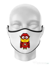 Masca personalizata reutilizabila Minion flash Alb