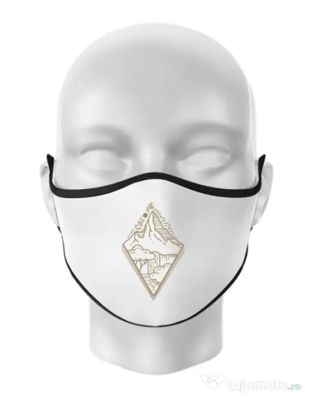 Masca personalizata reutilizabila Mountain waterfall Alb