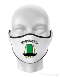 Masca personalizata reutilizabila Moustachio Alb