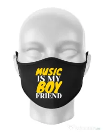 Masca personalizata reutilizabila Music is my boyfriend Negru