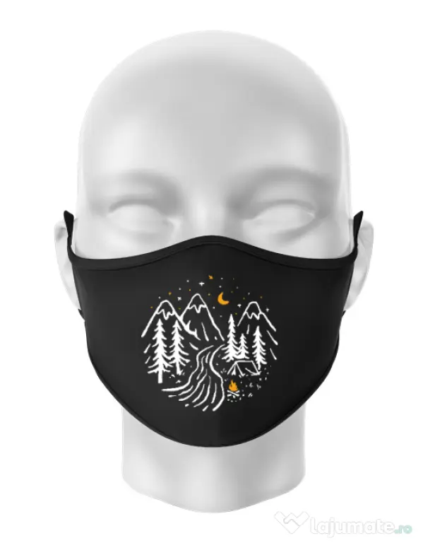 Masca personalizata reutilizabila Night camping Negru