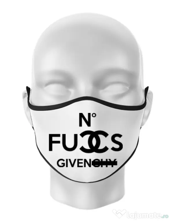 Masca personalizata reutilizabila No fucks given Alb