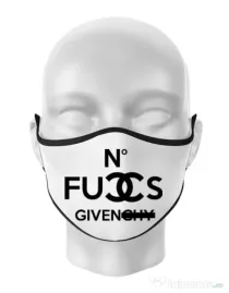 Masca personalizata reutilizabila No fucks given Alb