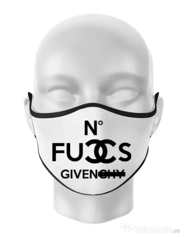 Masca personalizata reutilizabila No fucks given Alb