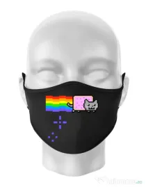 Masca personalizata reutilizabila Nyan cat Negru