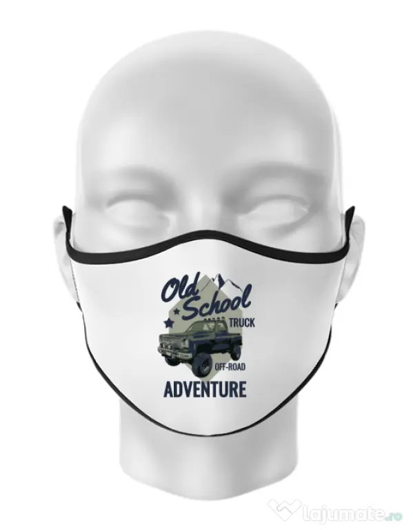 Masca personalizata reutilizabila Off-road truck Alb