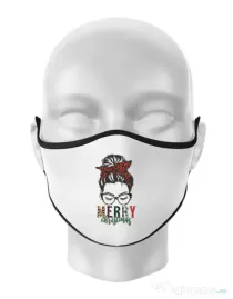 Masca personalizata reutilizabila Pin Up Christmas Alb