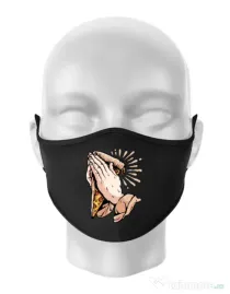 Masca personalizata reutilizabila Pray for pizza Negru