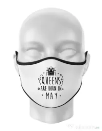Masca personalizata reutilizabila Queens are born in May Alb