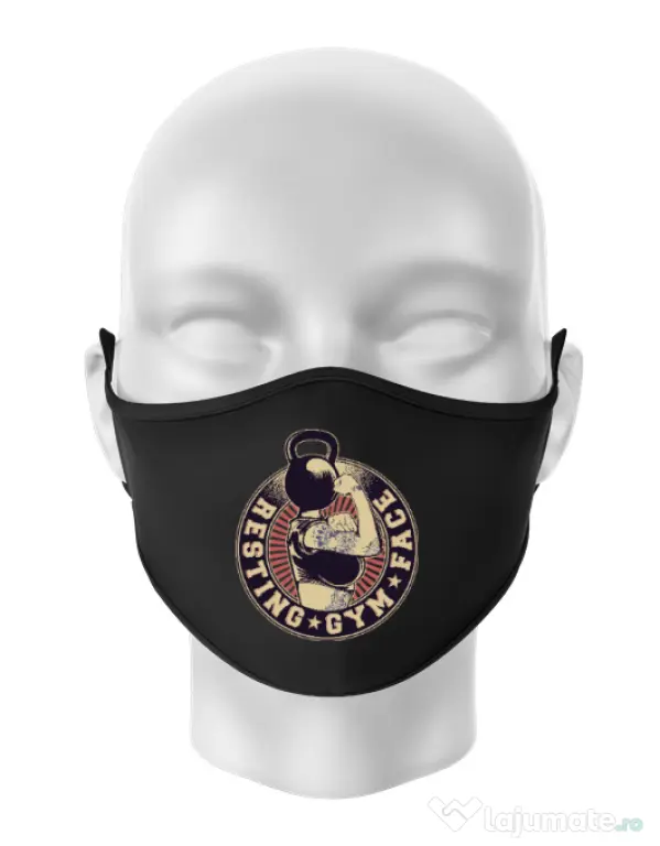 Masca personalizata reutilizabila Resting gym face Negru
