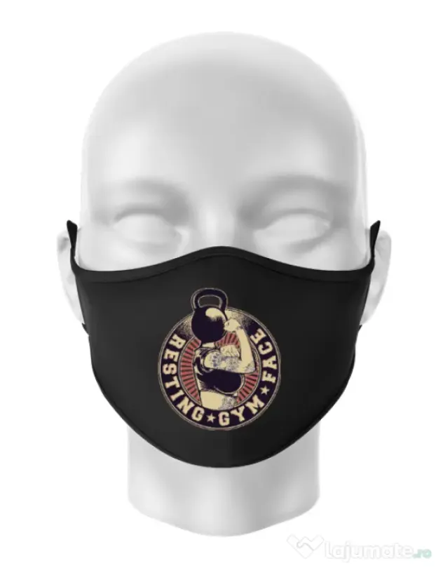 Masca personalizata reutilizabila Resting gym face Negru
