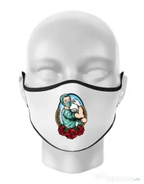 Masca personalizata reutilizabila Rockabilly Nurse Alb