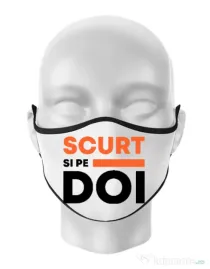 Masca personalizata reutilizabila Scurt si pe doi Alb