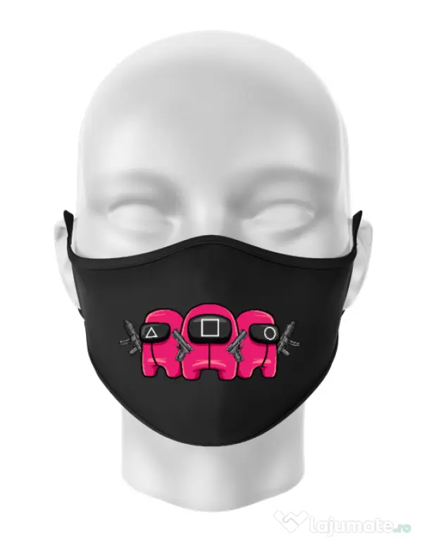 Masca personalizata reutilizabila Squid Squad Negru