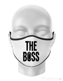 Masca personalizata reutilizabila The boss Alb