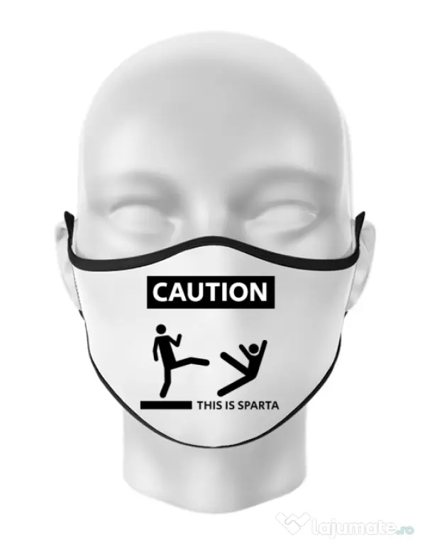 Masca personalizata reutilizabila This is Sparta Alb