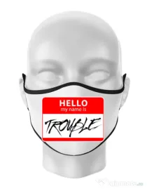 Masca personalizata reutilizabila Trouble Alb