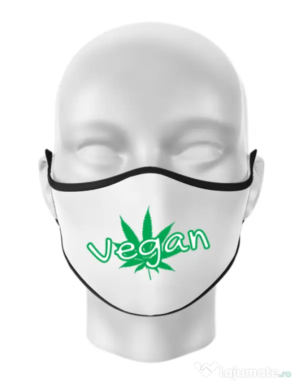 Masca personalizata reutilizabila Vegan Alb