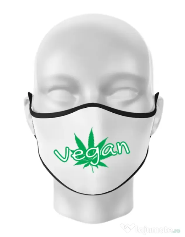 Masca personalizata reutilizabila Vegan Alb