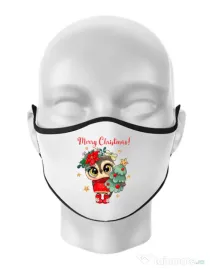 Masca personalizata reutilizabila Xmas Owl Alb