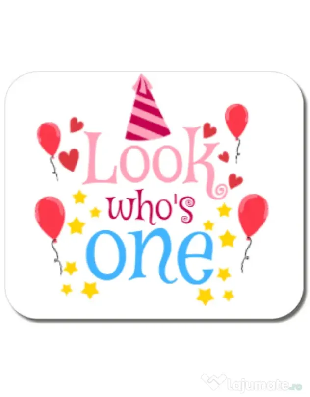 Mousepad personalizat Baby birthday Alb