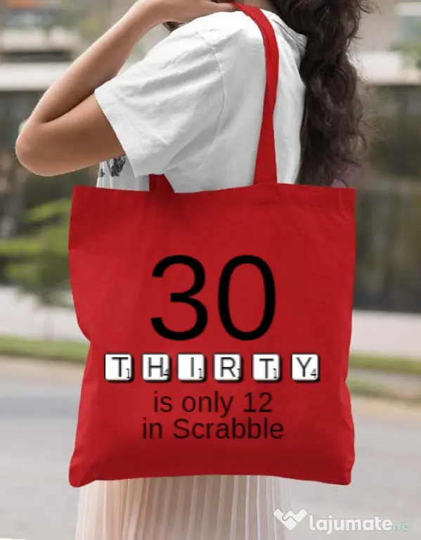 Sacosa din panza 30 in scrabble Rosu