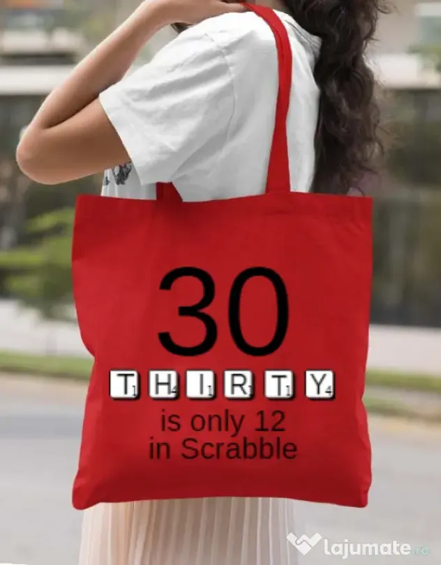 Sacosa din panza 30 in scrabble Rosu