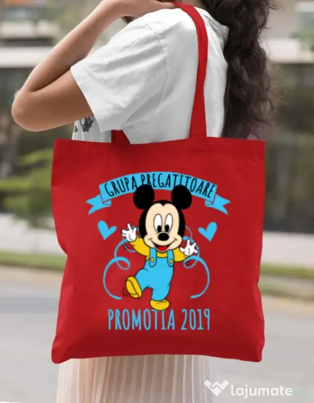 Sacosa din panza Absolvire Mickey Mouse Rosu