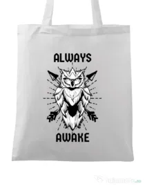 Sacosa din panza Always awake Alb
