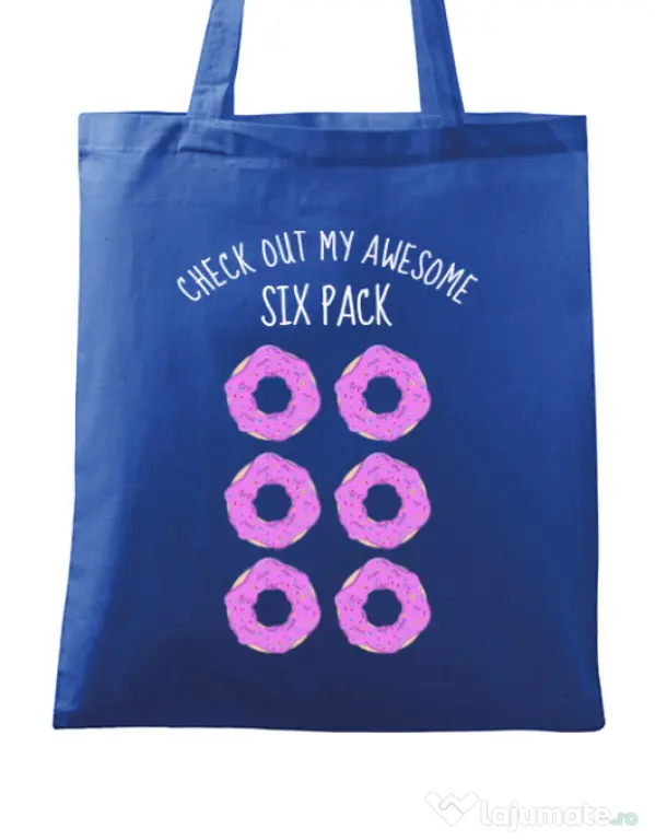 Sacosa din panza Awesome sixpack Albastru regal