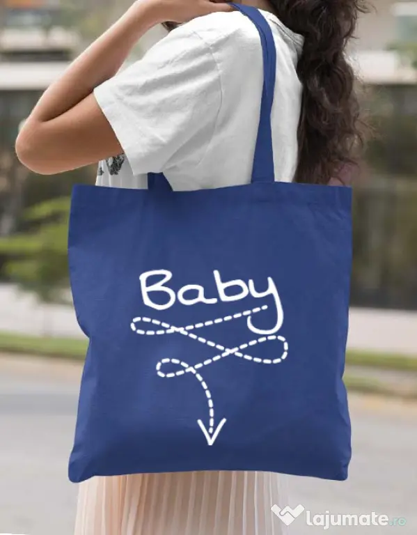 Sacosa din panza Baby Albastru regal