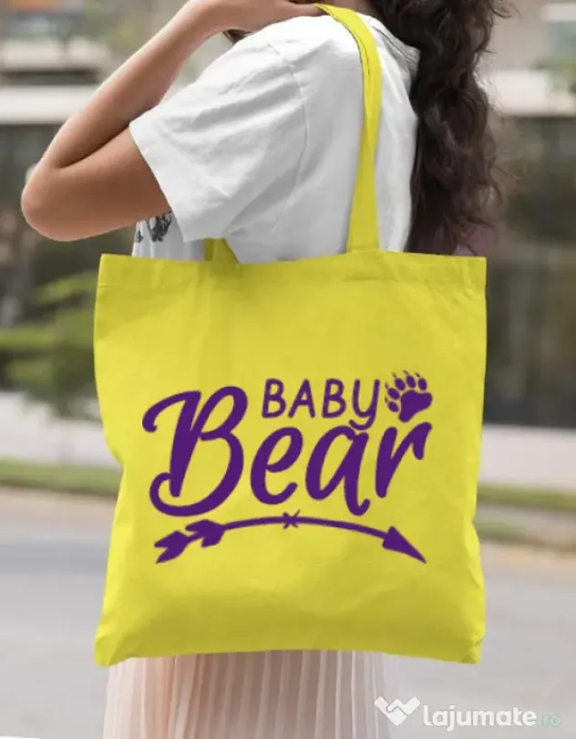 Sacosa din panza Baby bear Galben