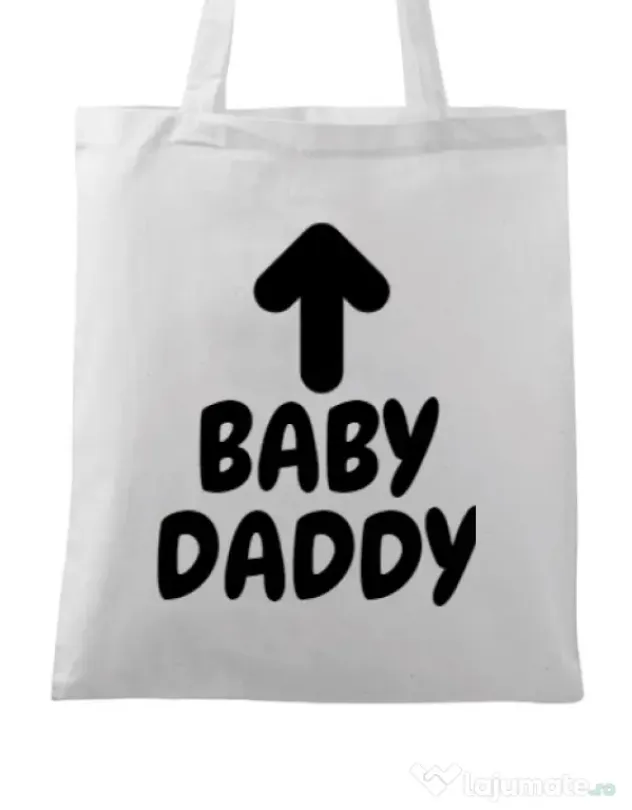 Sacosa din panza Baby daddy Alb