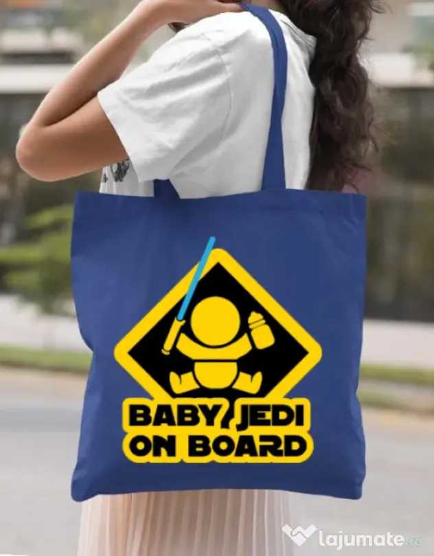 Sacosa din panza Baby Jedi Albastru regal
