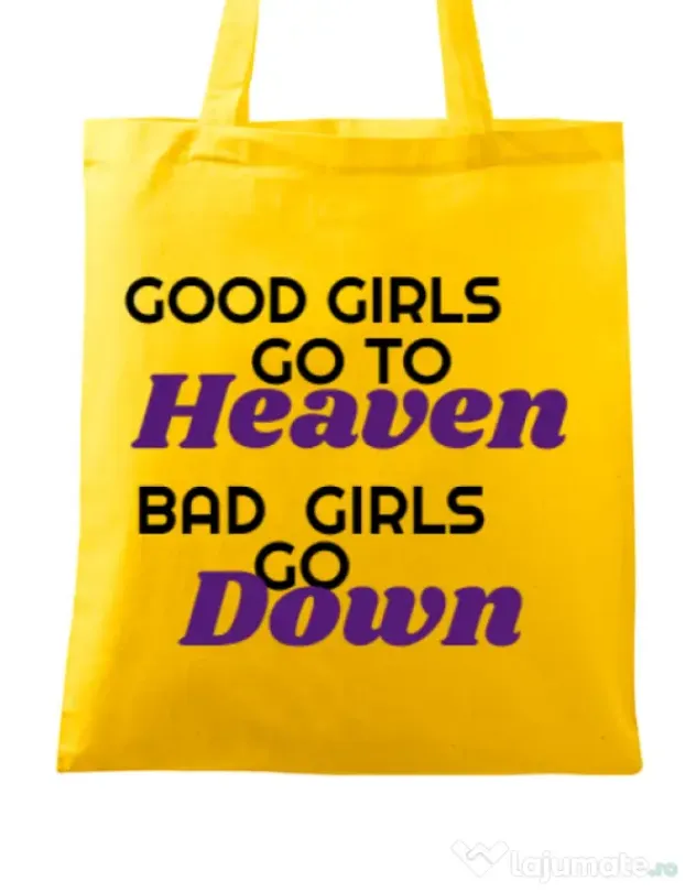 Sacosa din panza Bad girls go down Galben