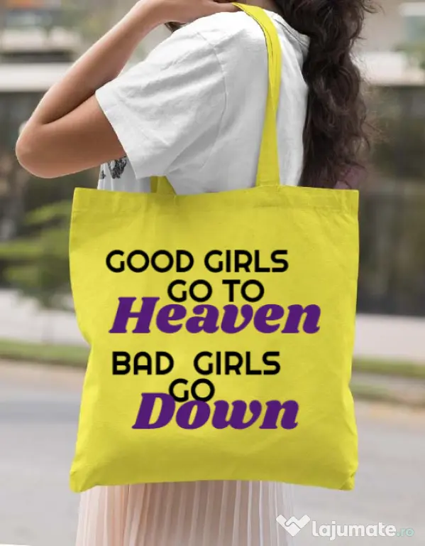 Sacosa din panza Bad girls go down Galben