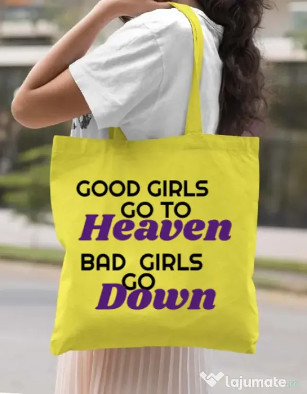 Sacosa din panza Bad girls go down Galben