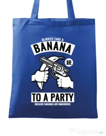 Sacosa din panza Banana Party Albastru regal