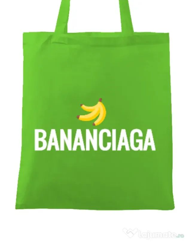 Sacosa din panza Bananciaga Verde mar