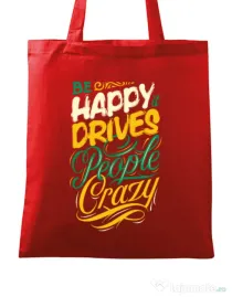 Sacosa din panza Be happy Rosu