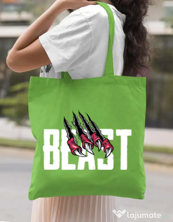 Sacosa din panza Beast Verde mar