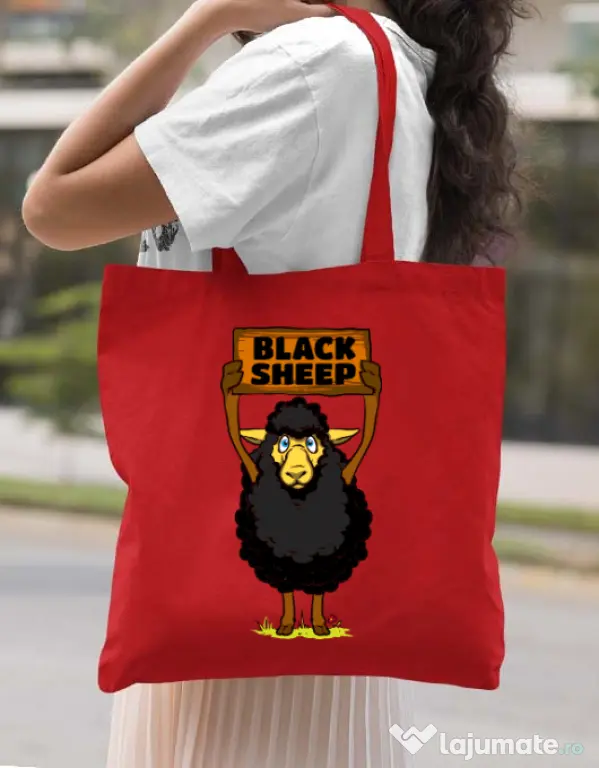 Sacosa din panza Black sheep Rosu